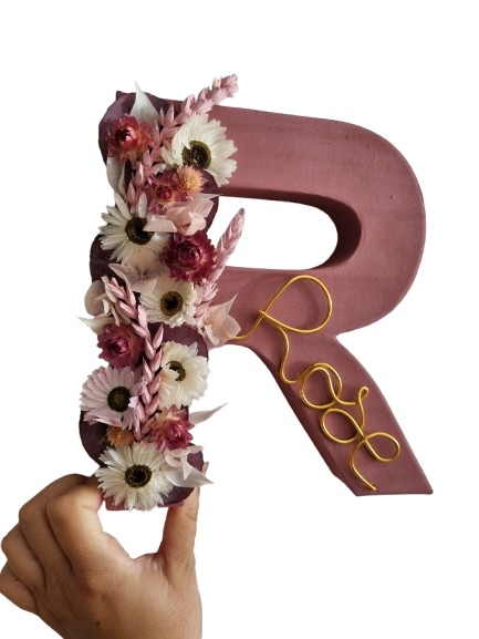 Lettre fleurie - Rose Mercière